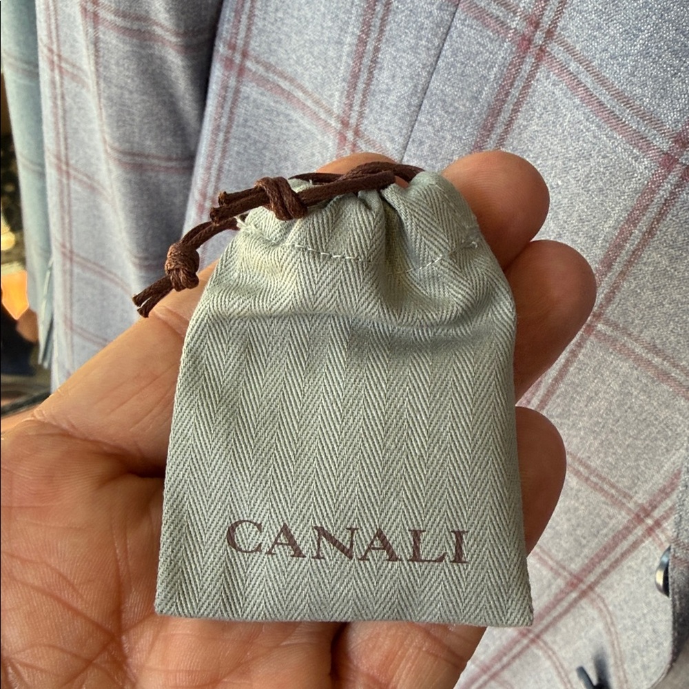 Canali Light Blue Windowpane Sportcoat with Red Checks - Picture 14 of 16